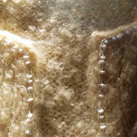 Vintage Mohair Embellished Sweater - I. Magnin - cream, size M-L - Picture 3 of 4